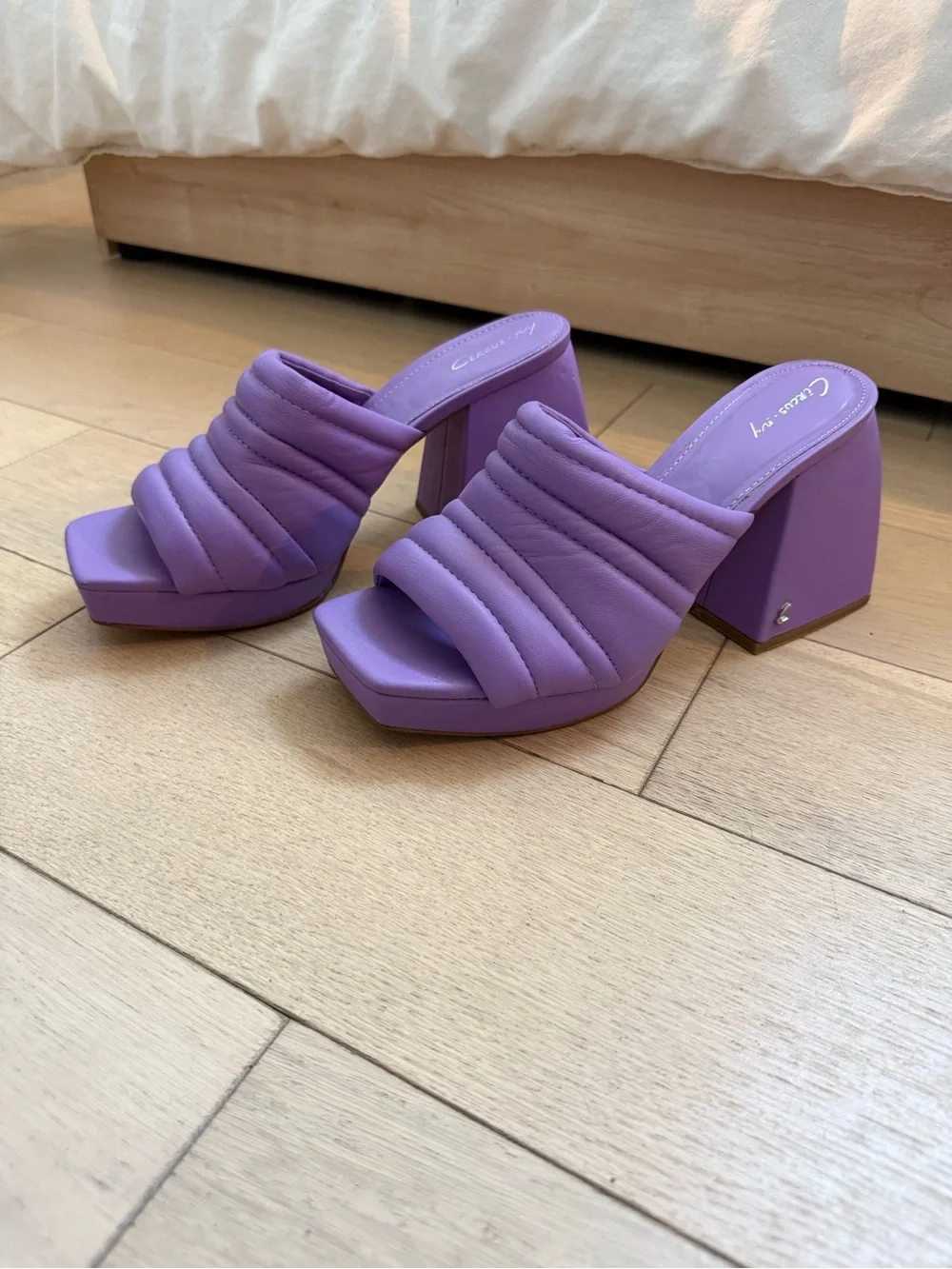 Circus by Sam Edelman Lavender Quilted Block Heel Mules
